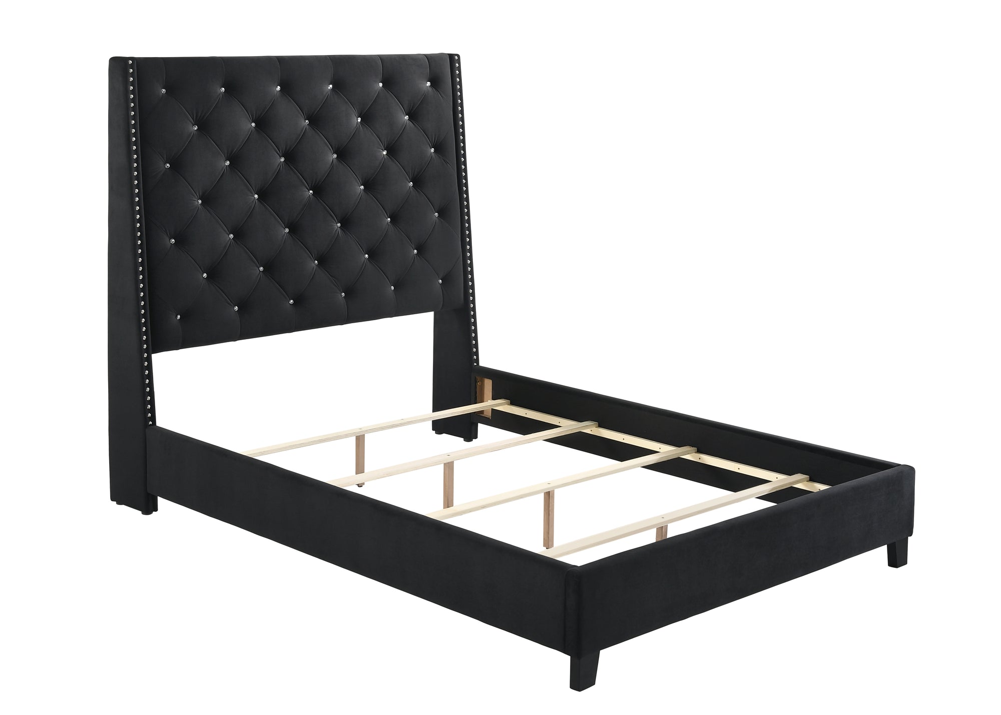 CHANTILLY QUEEN BED - BLACK VELVET