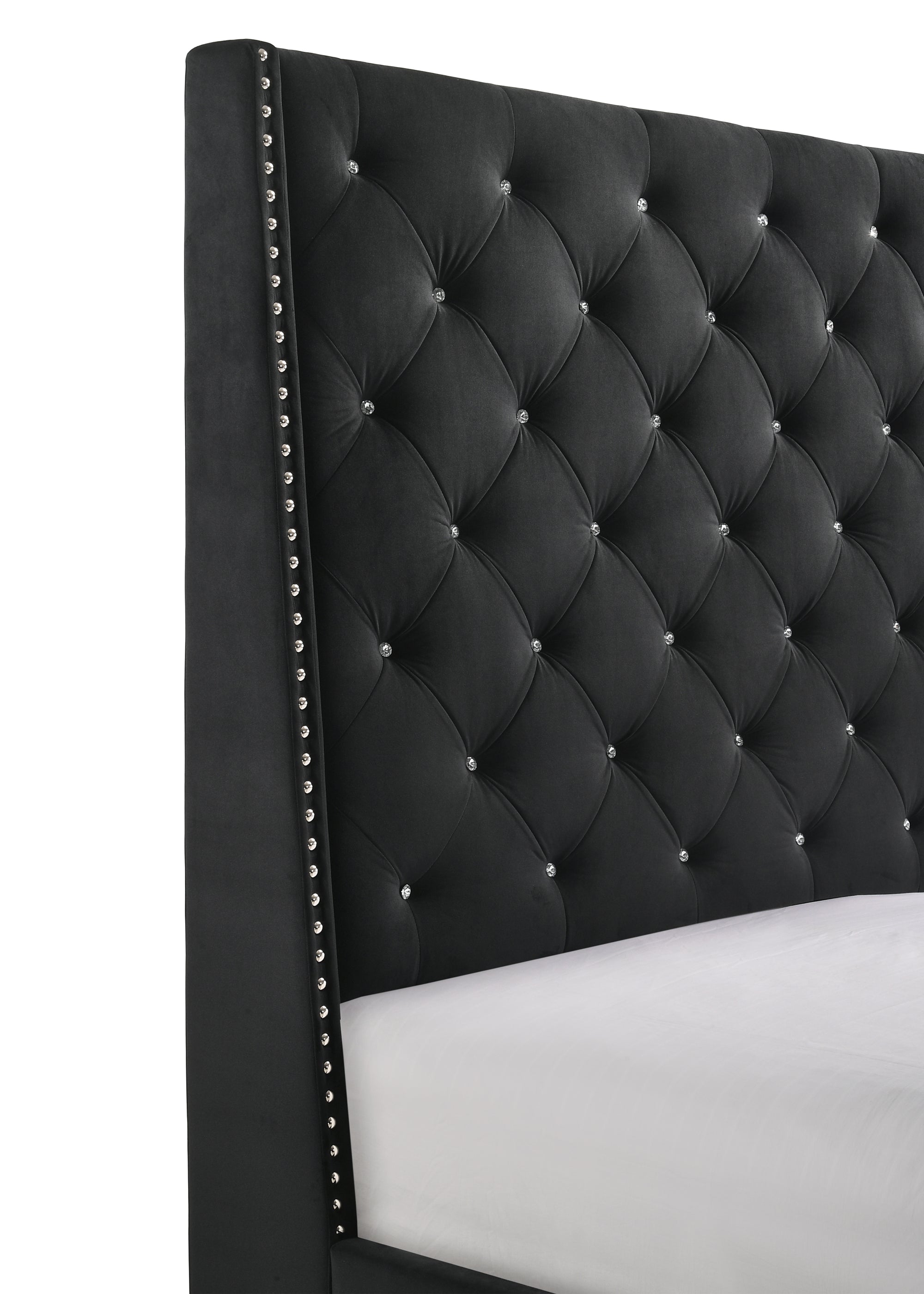 CHANTILLY QUEEN BED - BLACK VELVET