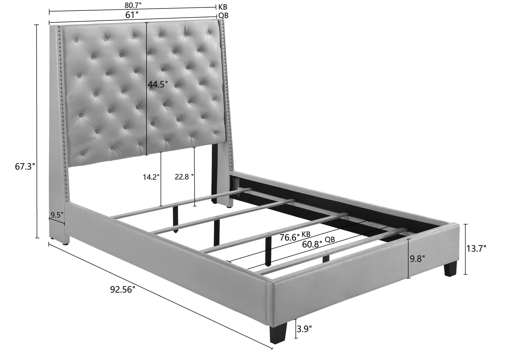 CHANTILLY QUEEN BED - GREY