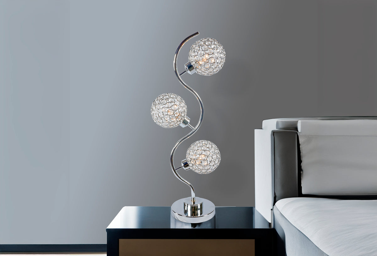 CRYSTAL 3 GLOBE TABLE LAMP