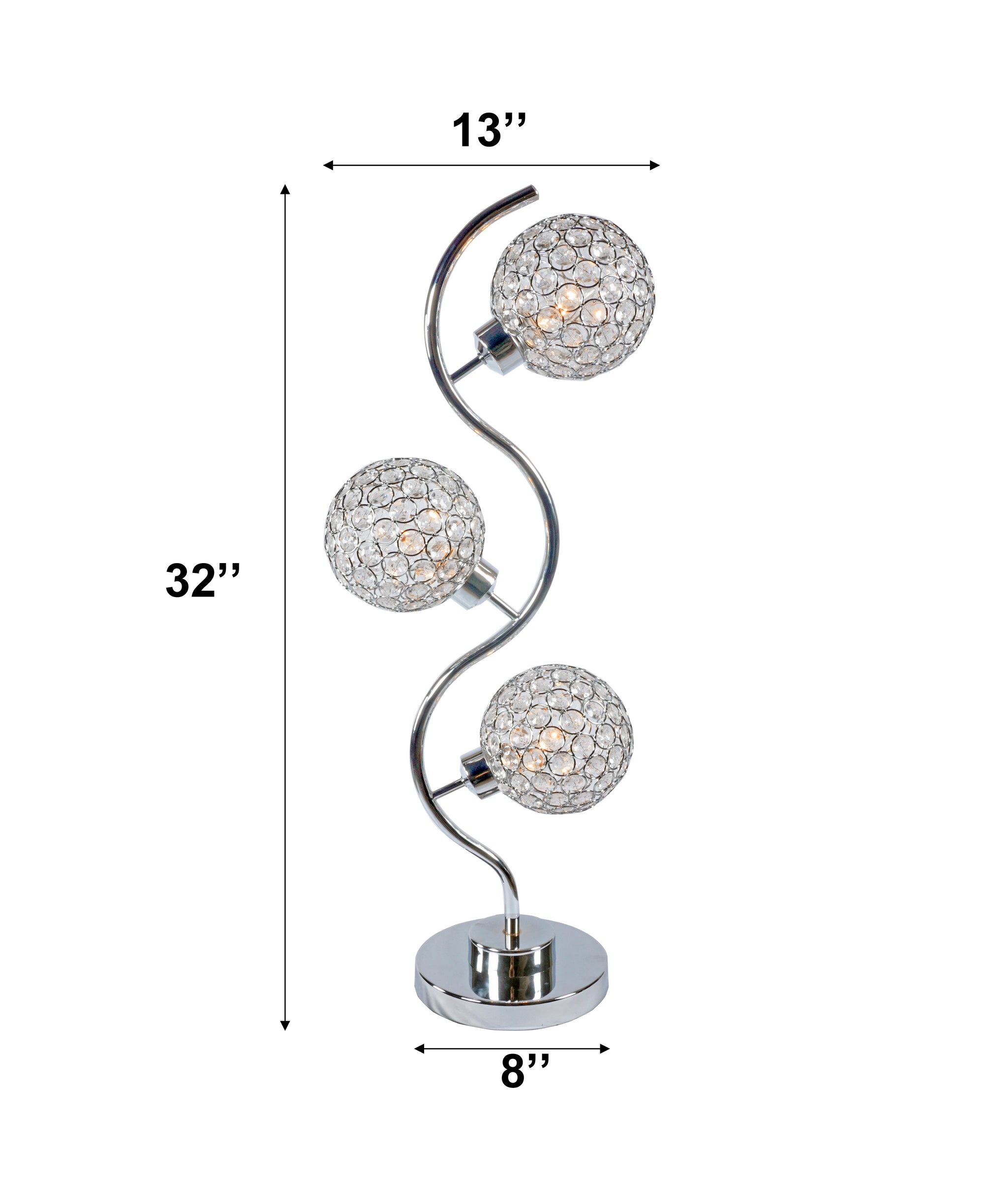 CRYSTAL 3 GLOBE TABLE LAMP