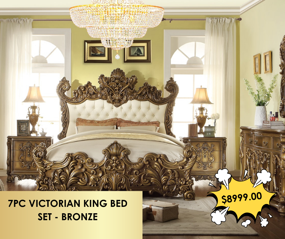 7PC VICTORIAN BED SET - BRONZE