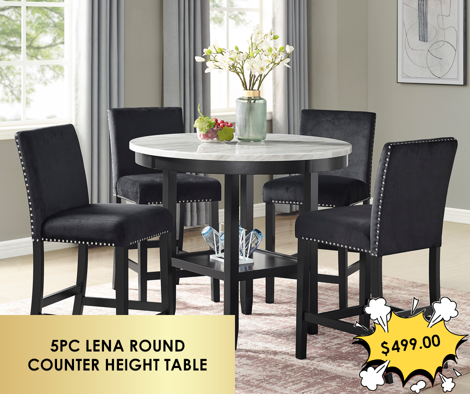 5PC LENA ROUND COUNTER HEIGHT TABLE