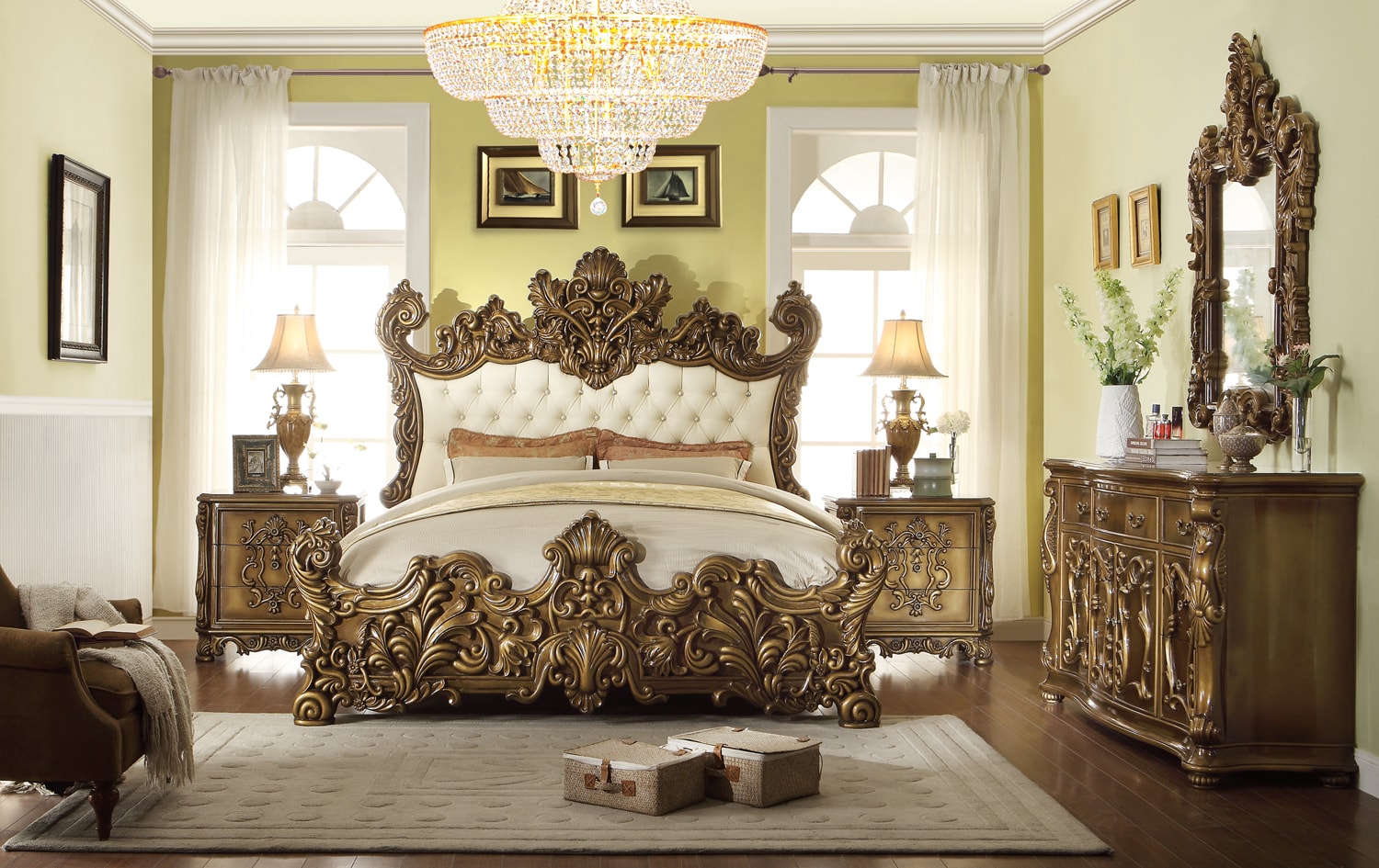 7PC VICTORIAN BED SET - BRONZE