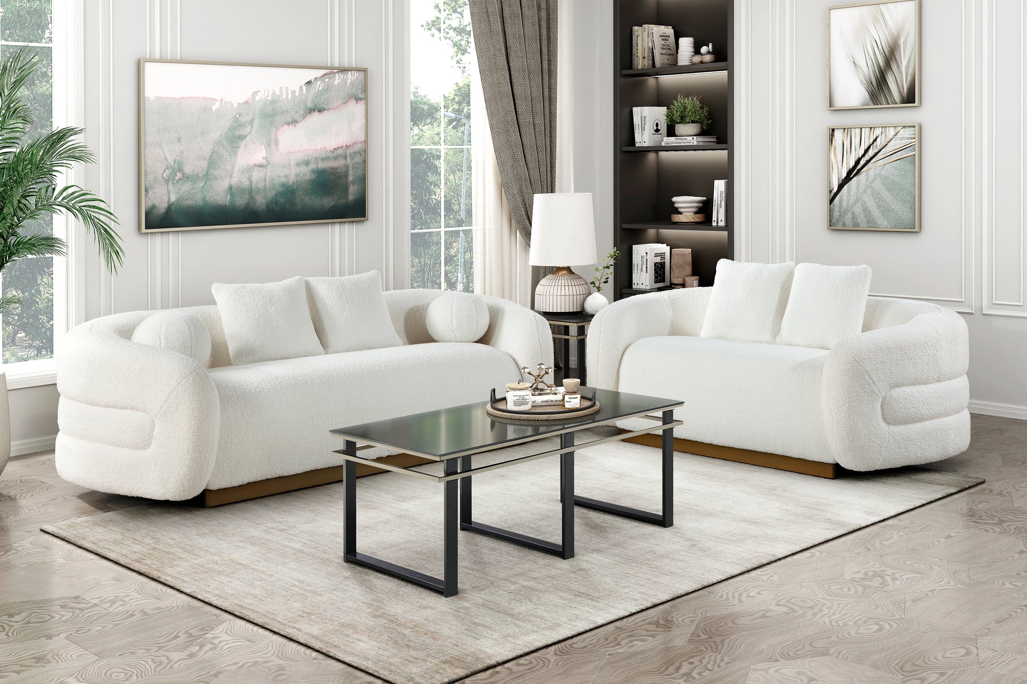 3PC SOFA SET - WHITE BOUCLE