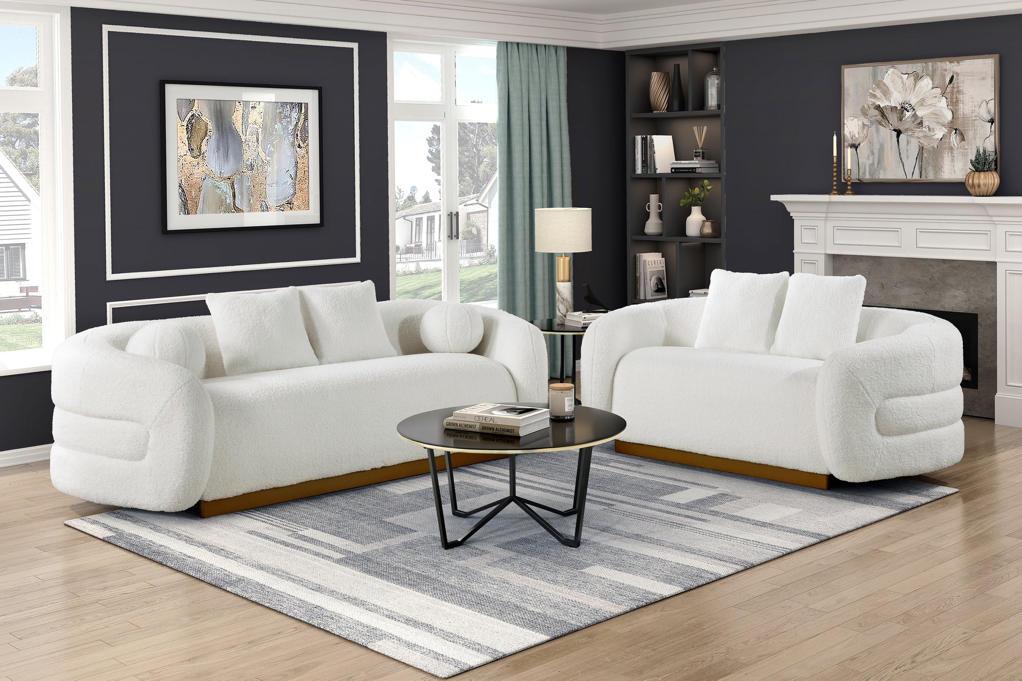 3PC SOFA SET - WHITE BOUCLE