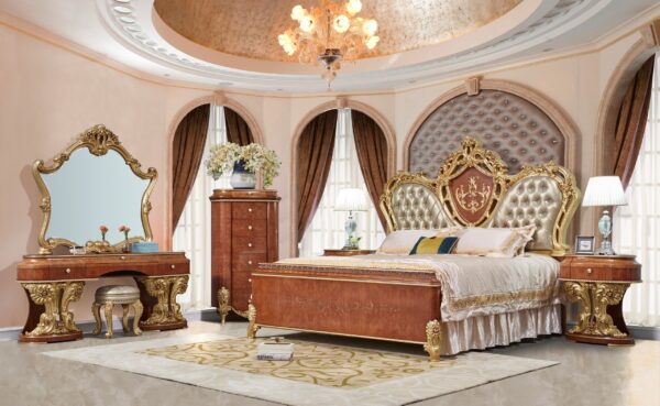 8PC VICTORIAN BED SET - METALLIC GOLD