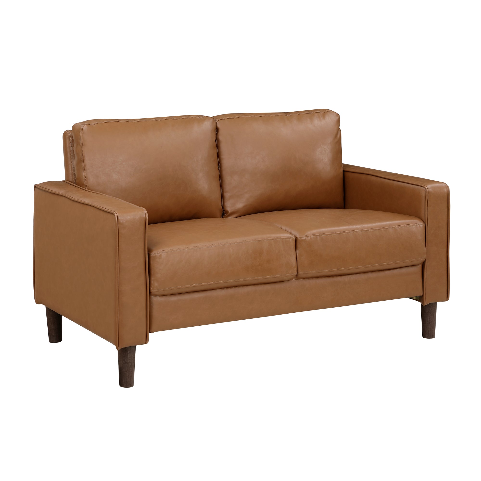 3PC FAUX LEATHER SOFA SET - BROWN