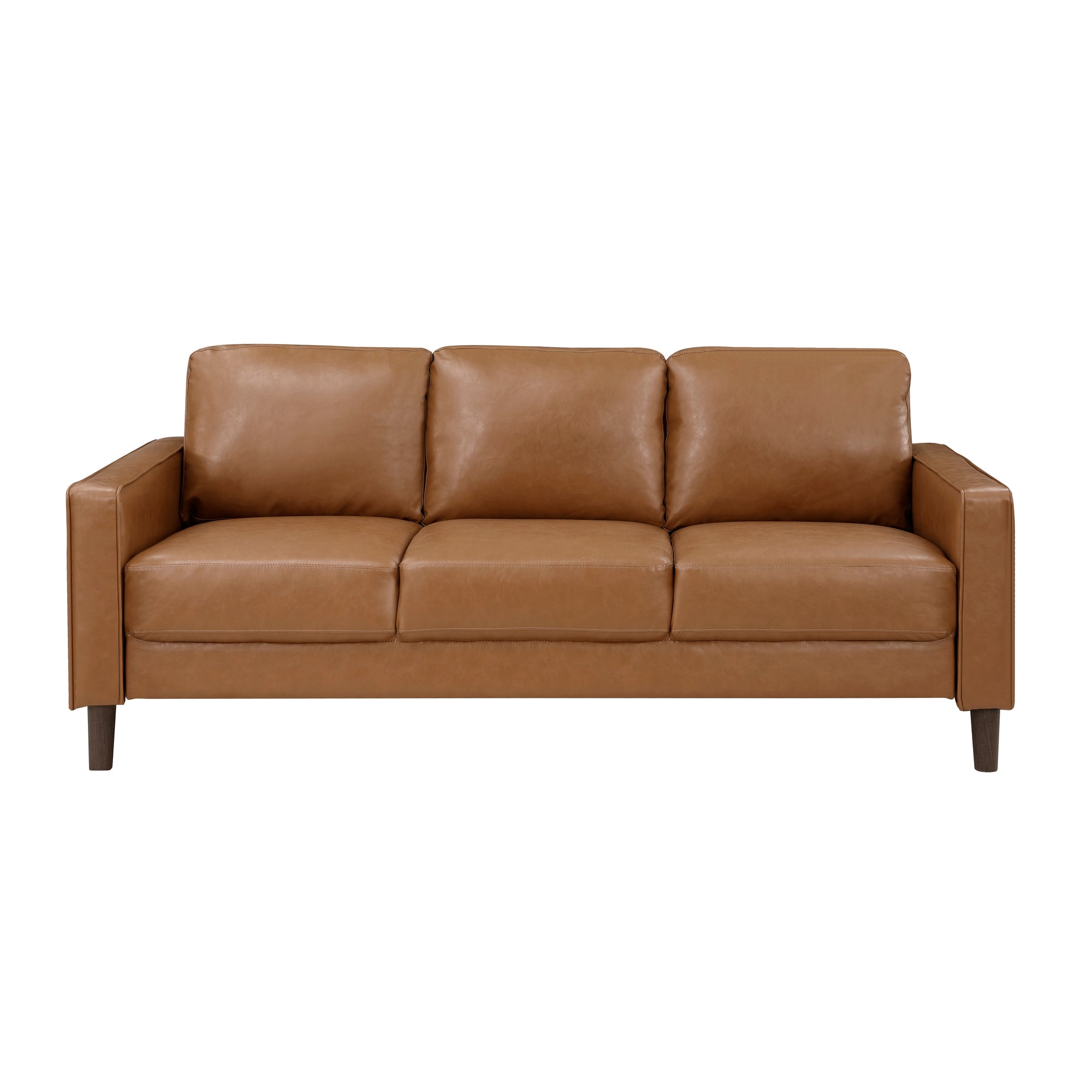 3PC FAUX LEATHER SOFA SET - BROWN