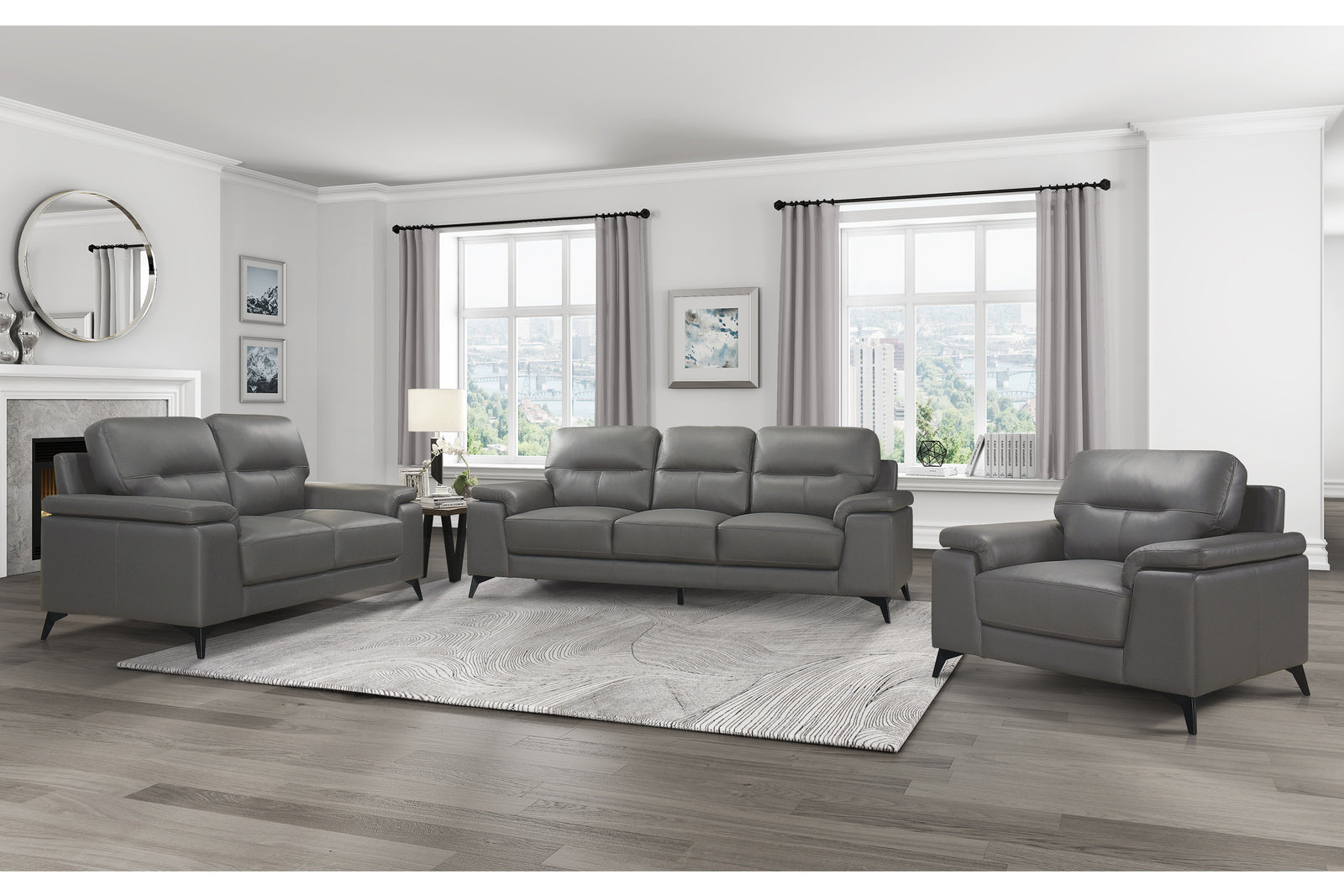 3PC LEATHER SOFA SET