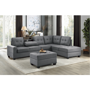 3PC SECTIONAL - GREY FABRIC