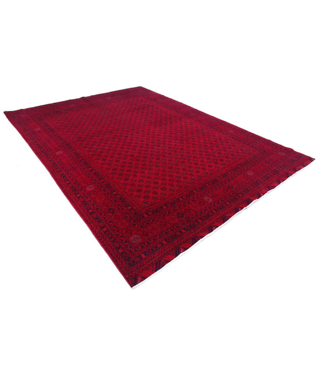 Hand Knotted Afghan Beljik Wool Rug - 7'9'' x 10'8'' 7'9'' x 10'8'' (233 X 320) / Red / Red