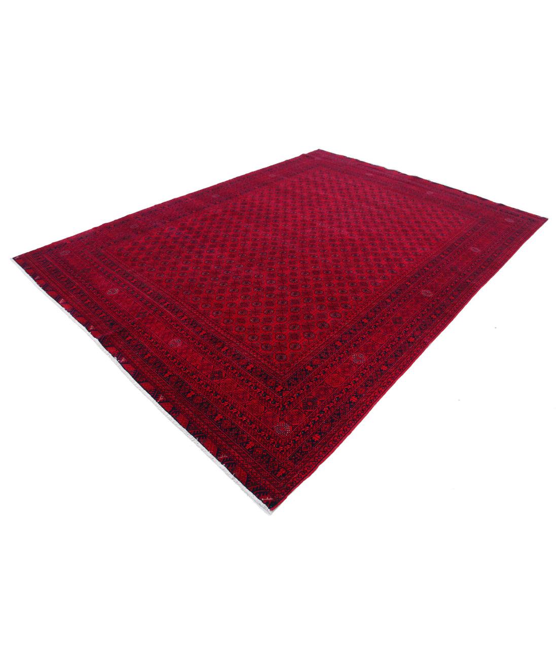 Hand Knotted Afghan Beljik Wool Rug - 7'9'' x 10'8'' 7'9'' x 10'8'' (233 X 320) / Red / Red