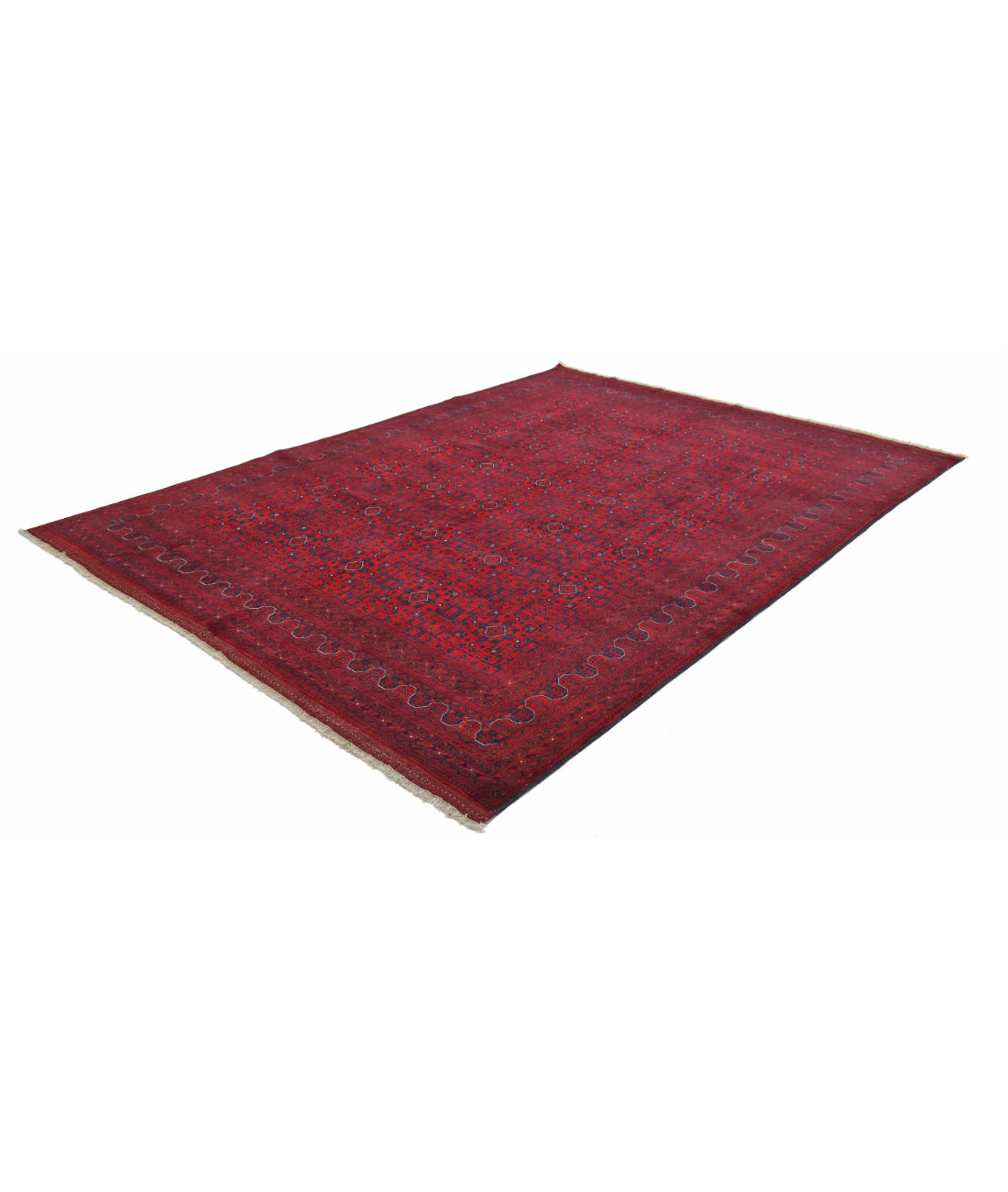 Hand Knotted Afghan Beljik Wool Rug - 8'2'' x 10'10'' 8'2'' x 10'10'' (245 X 325) / Red / Red