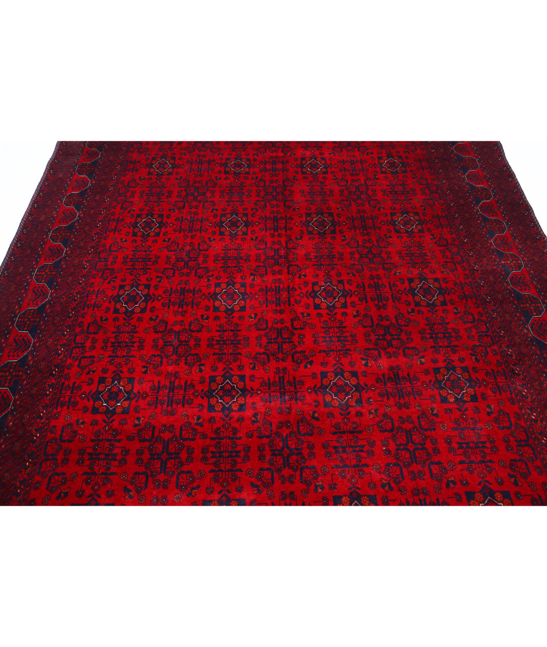 Hand Knotted Afghan Beljik Wool Rug - 6'6'' x 9'7'' 6'6'' x 9'7'' (195 X 288) / Red / Red