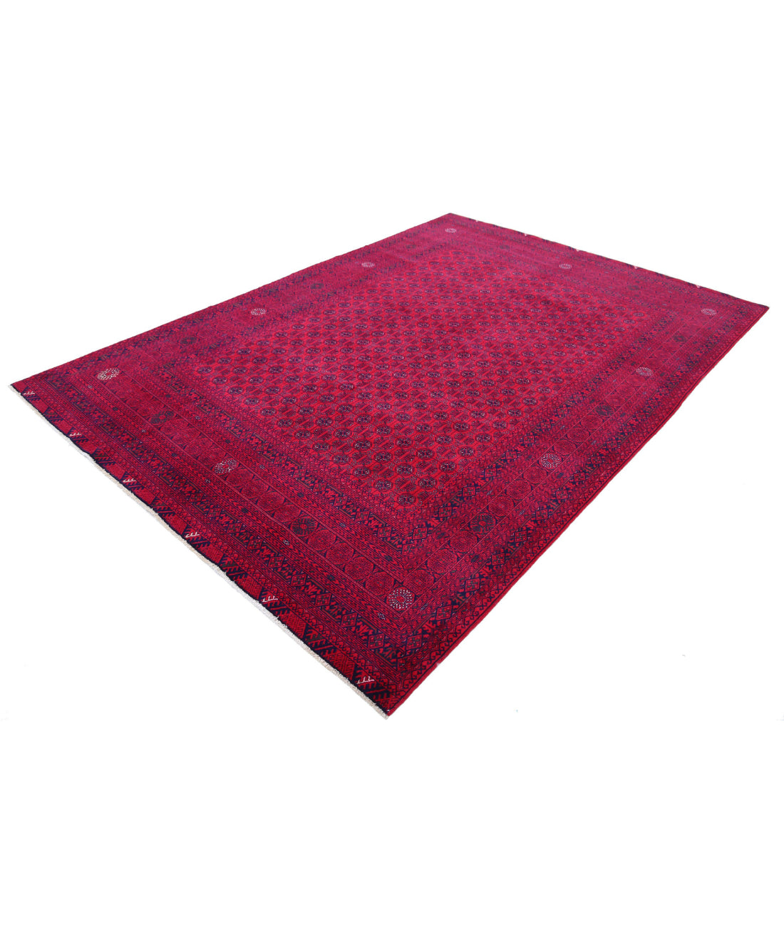 Hand Knotted Afghan Beljik Wool Rug - 6'6'' x 9'3'' 6'6'' x 9'3'' (195 X 278) / Red / Red