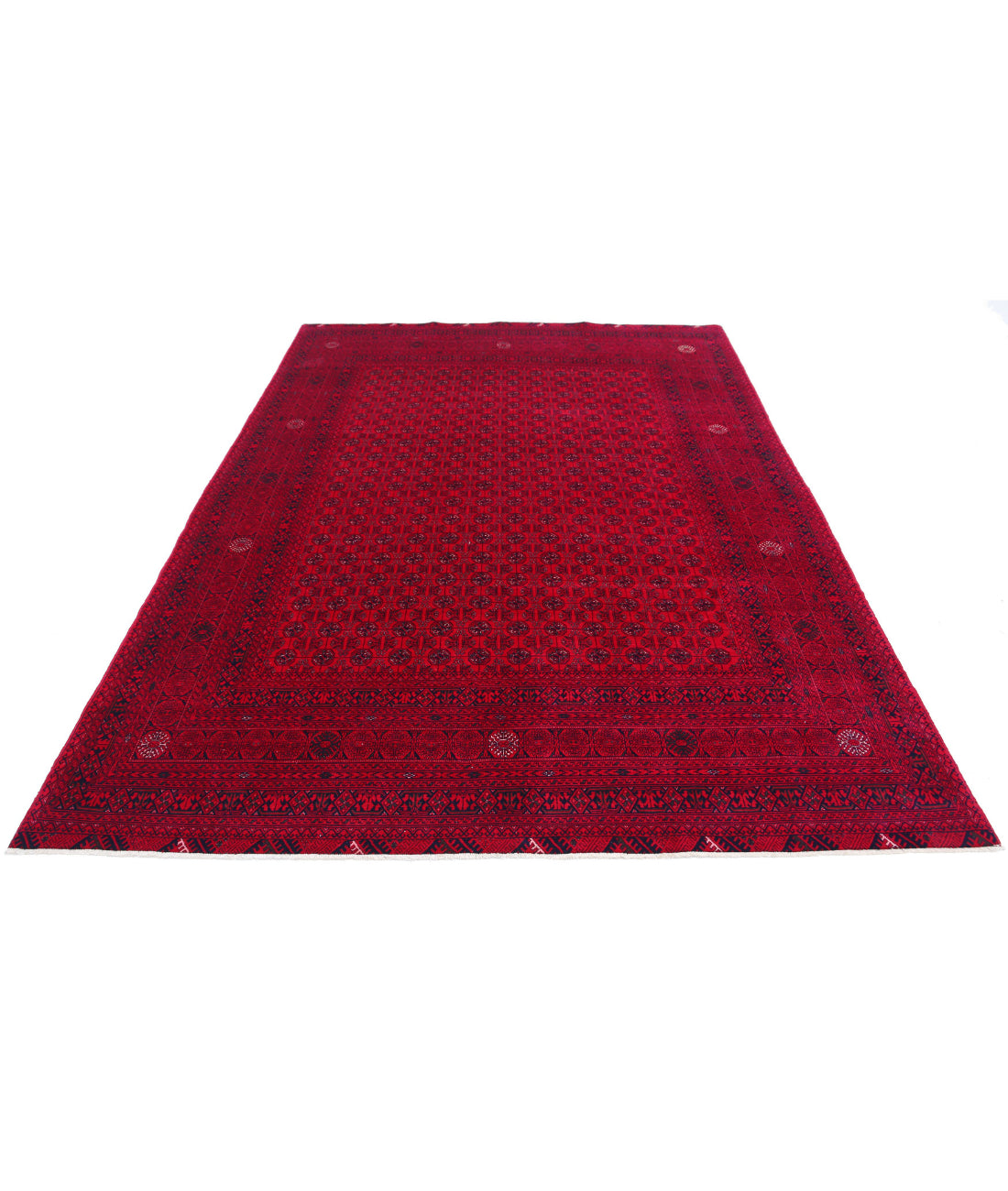 Hand Knotted Afghan Beljik Wool Rug - 6'6'' x 9'3'' 6'6'' x 9'3'' (195 X 278) / Red / Red