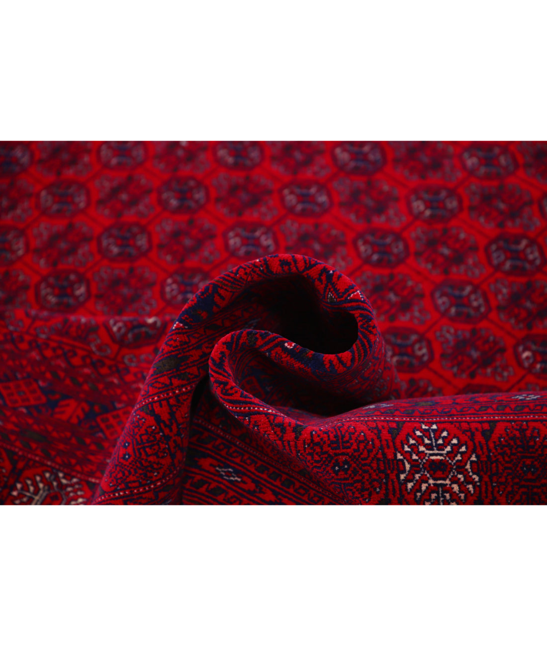 Hand Knotted Afghan Beljik Wool Rug - 6'6'' x 9'6'' 6'6'' x 9'6'' (195 X 285) / Red / Red