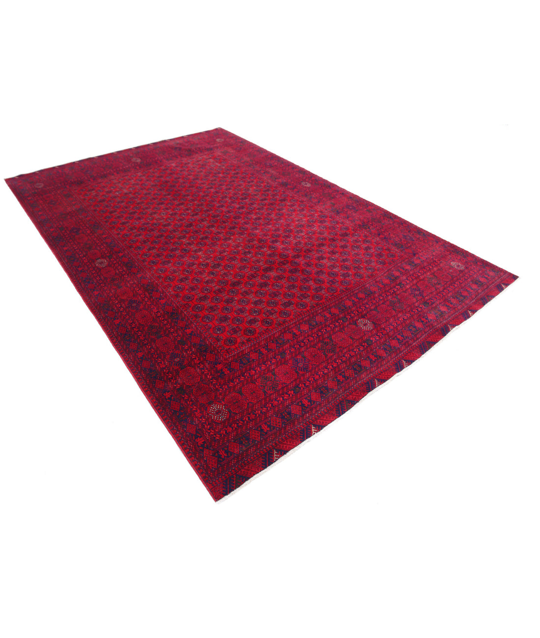 Hand Knotted Afghan Beljik Wool Rug - 6'5'' x 9'7'' 6'5'' x 9'7'' (193 X 288) / Red / Red