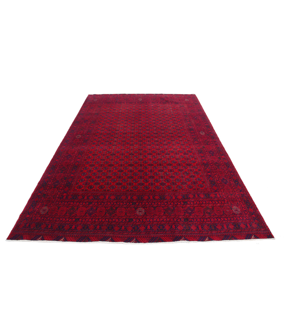 Hand Knotted Afghan Beljik Wool Rug - 6'5'' x 9'7'' 6'5'' x 9'7'' (193 X 288) / Red / Red