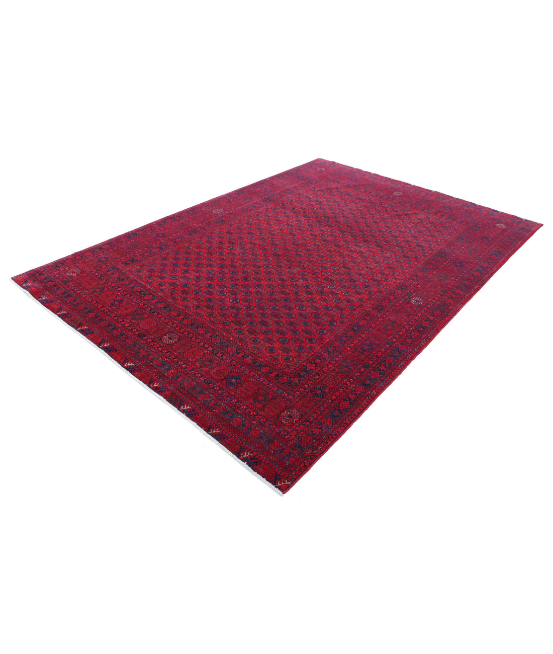 Hand Knotted Afghan Beljik Wool Rug - 6'5'' x 9'6'' 6'5'' x 9'6'' (193 X 285) / Red / Red