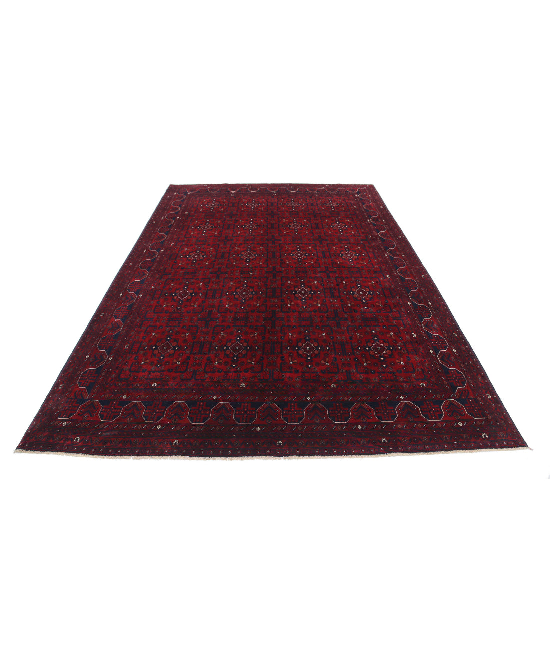 Hand Knotted Afghan Beljik Wool Rug - 6'7'' x 9'8'' 6'7'' x 9'8'' (198 X 290) / Red / Red