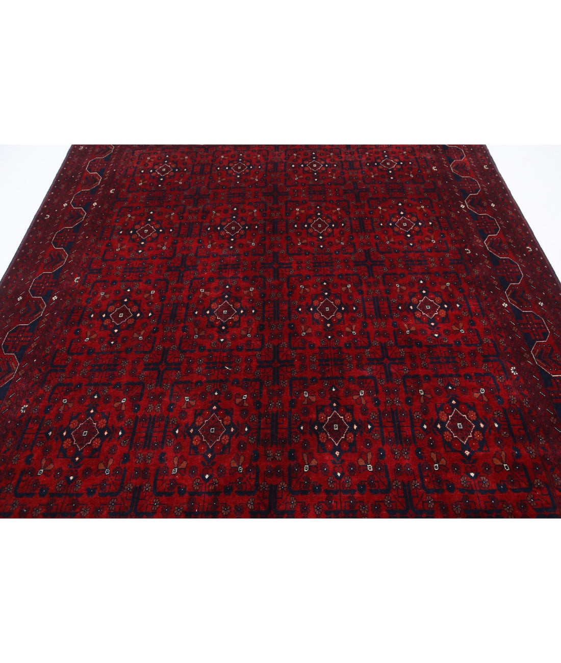 Hand Knotted Afghan Beljik Wool Rug - 6'7'' x 9'8'' 6'7'' x 9'8'' (198 X 290) / Red / Red