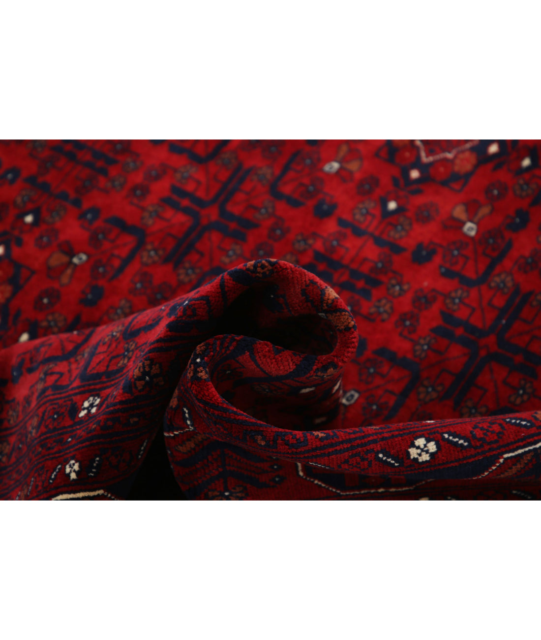 Hand Knotted Afghan Beljik Wool Rug - 6'7'' x 9'8'' 6'7'' x 9'8'' (198 X 290) / Red / Red