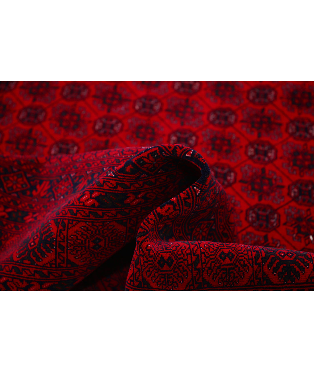 Hand Knotted Afghan Beljik Wool Rug - 6'6'' x 9'3'' 6'6'' x 9'3'' (195 X 278) / Red / Red