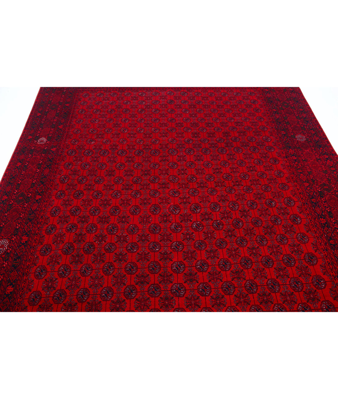 Hand Knotted Afghan Beljik Wool Rug - 6'7'' x 9'4'' 6'7'' x 9'4'' (198 X 280) / Red / Red