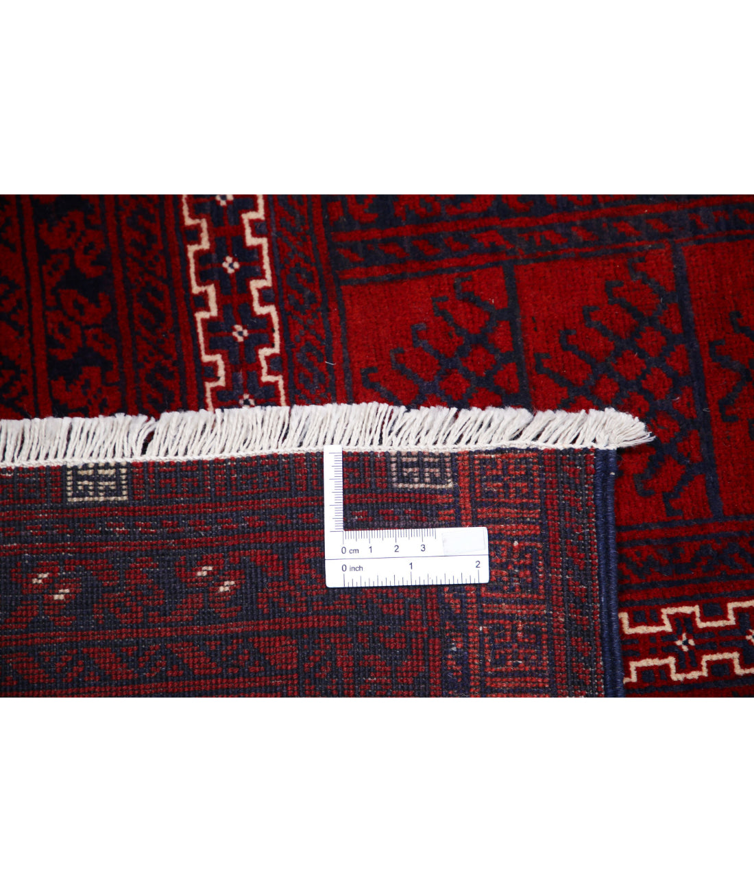 Hand Knotted Afghan Beljik Wool Rug - 5'2'' x 7'10'' 5'2'' x 7'10'' (155 X 235) / Red / Blue