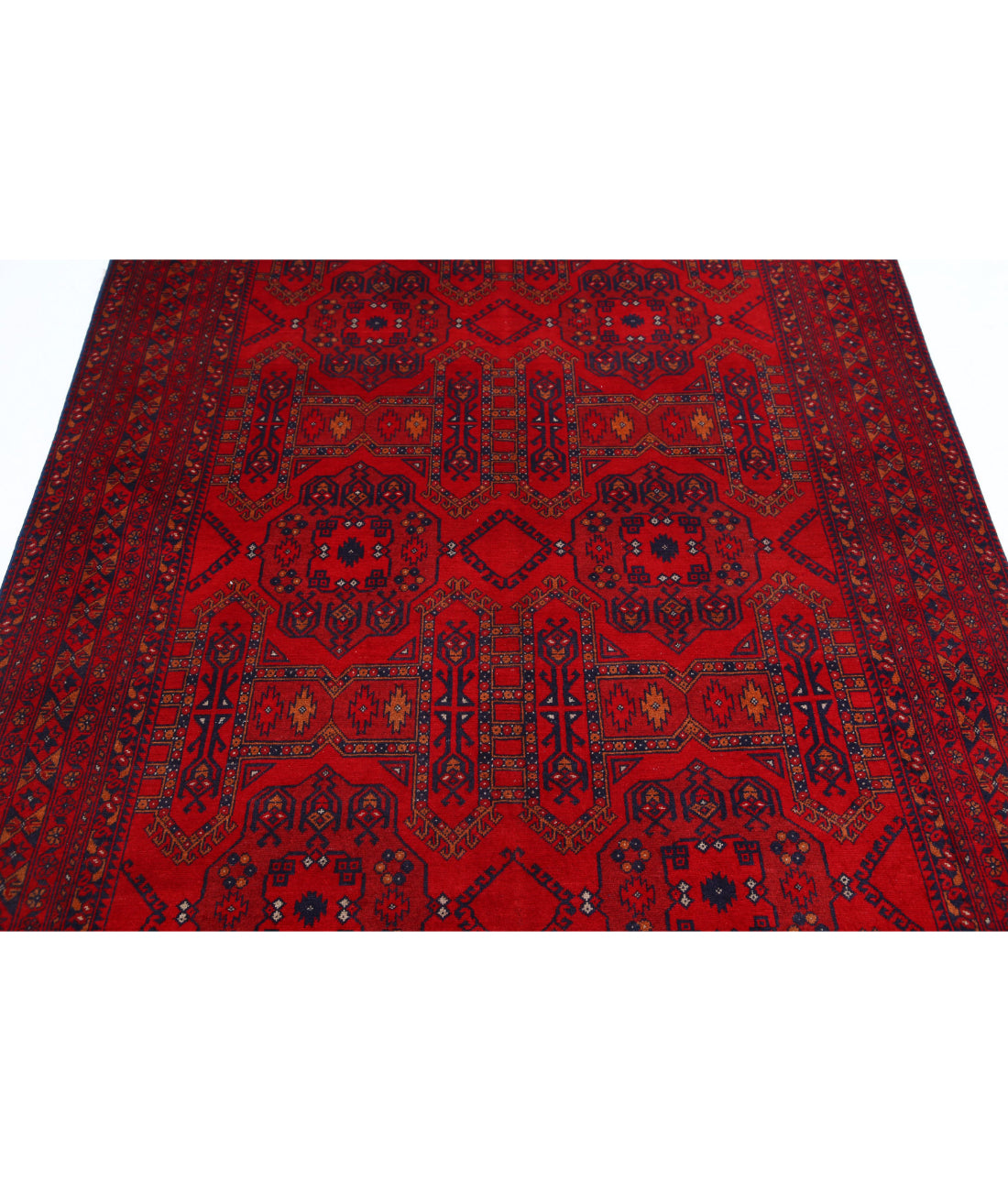 Hand Knotted Afghan Beljik Wool Rug - 4'10'' x 6'6'' 4'10'' x 6'6'' (145 X 195) / Red / Blue