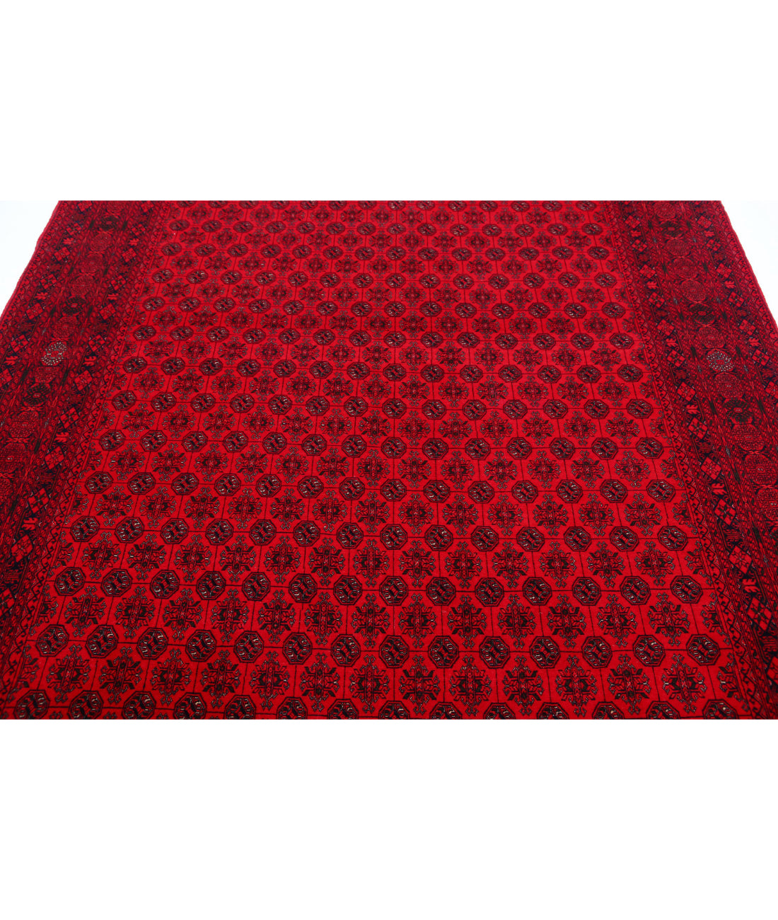 Hand Knotted Afghan Beljik Wool Rug - 6'6'' x 9'6'' 6'6'' x 9'6'' (195 X 285) / Red / Red