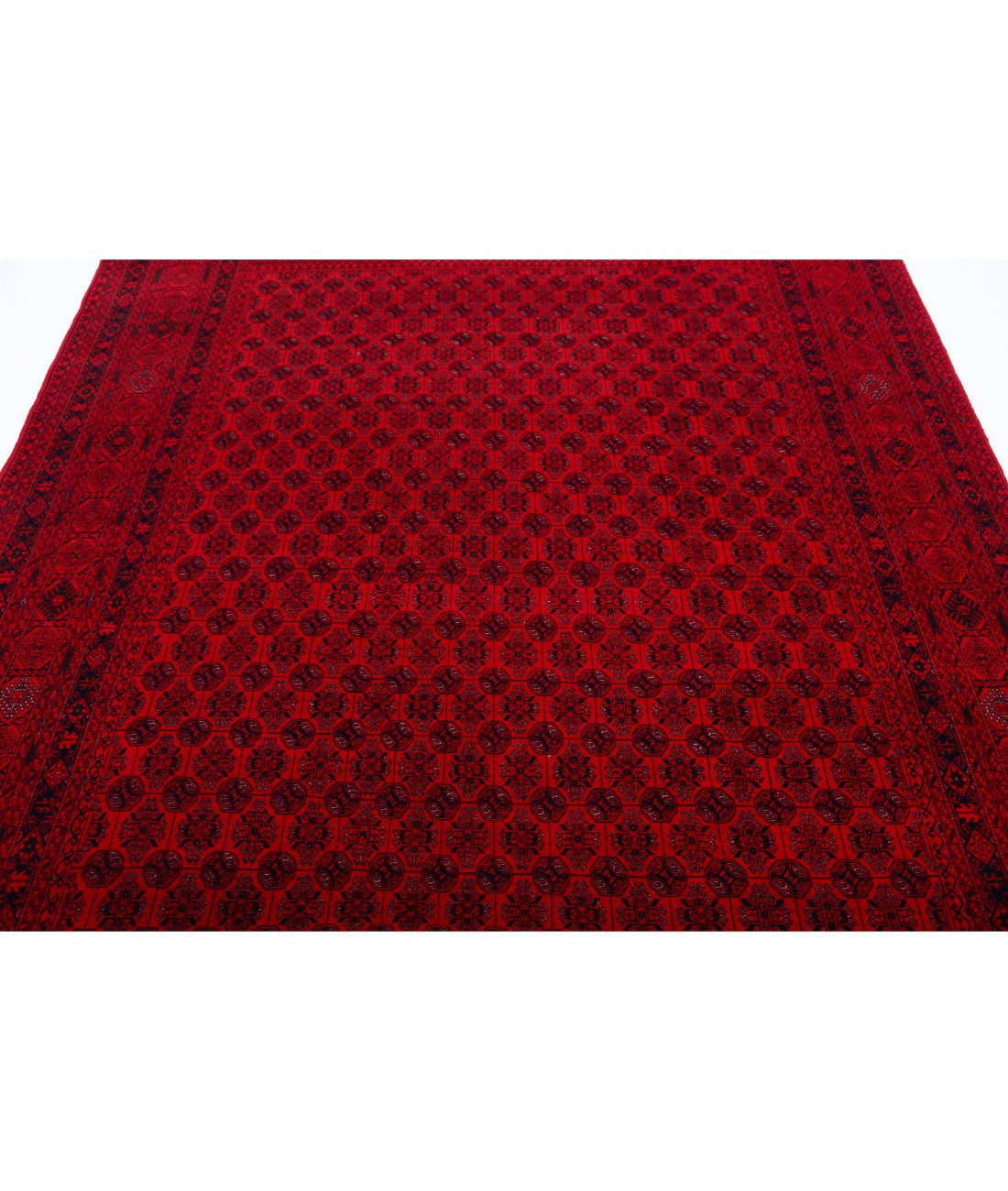 Hand Knotted Afghan Beljik Wool Rug - 6'6'' x 9'5'' 6'6'' x 9'5'' (195 X 283) / Red / Red