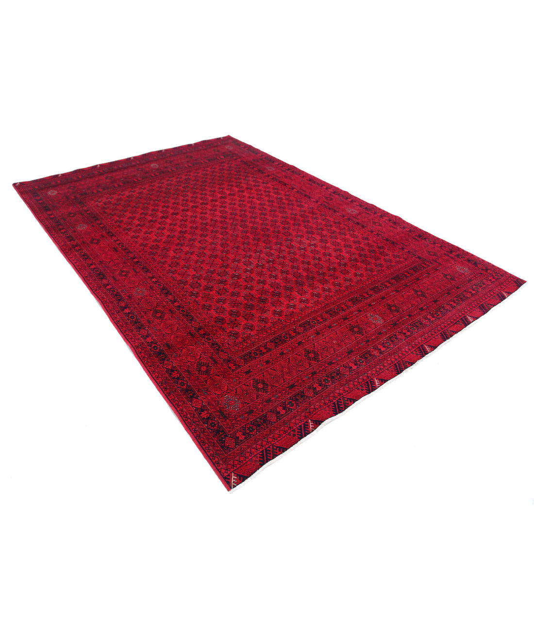 Hand Knotted Afghan Beljik Wool Rug - 6'5'' x 9'5'' 6'5'' x 9'5'' (193 X 283) / Red / Red