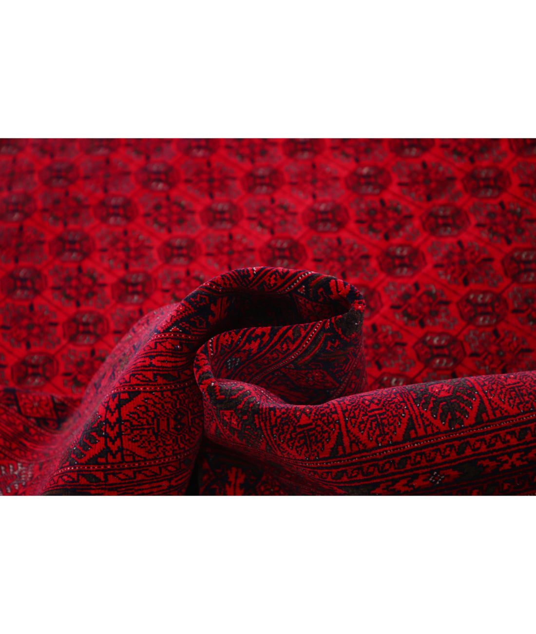 Hand Knotted Afghan Beljik Wool Rug - 6'5'' x 9'5'' 6'5'' x 9'5'' (193 X 283) / Red / Red