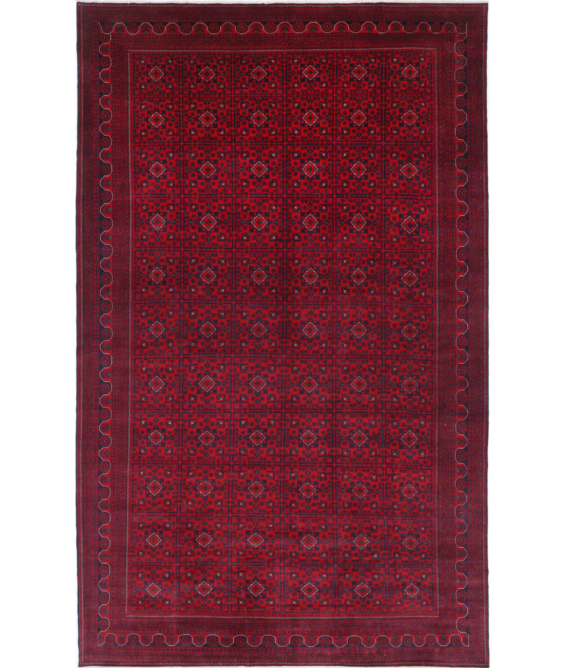 Hand Knotted Afghan Khamyab Wool Rug - 9&#39;9&#39;&#39; x 15&#39;11&#39;&#39; 9&#39;9&#39;&#39; x 15&#39;11&#39;&#39; (293 X 478) / Red / Blue