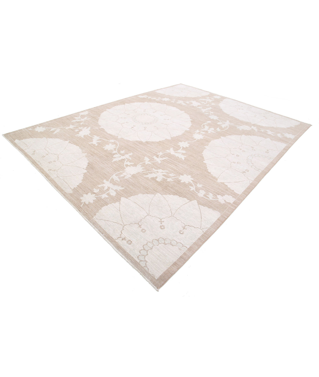 Hand Knotted Fine Serenity Wool Rug - 9'0'' x 11'11'' 9'0'' x 11'11'' (270 X 358) / Brown / Ivory