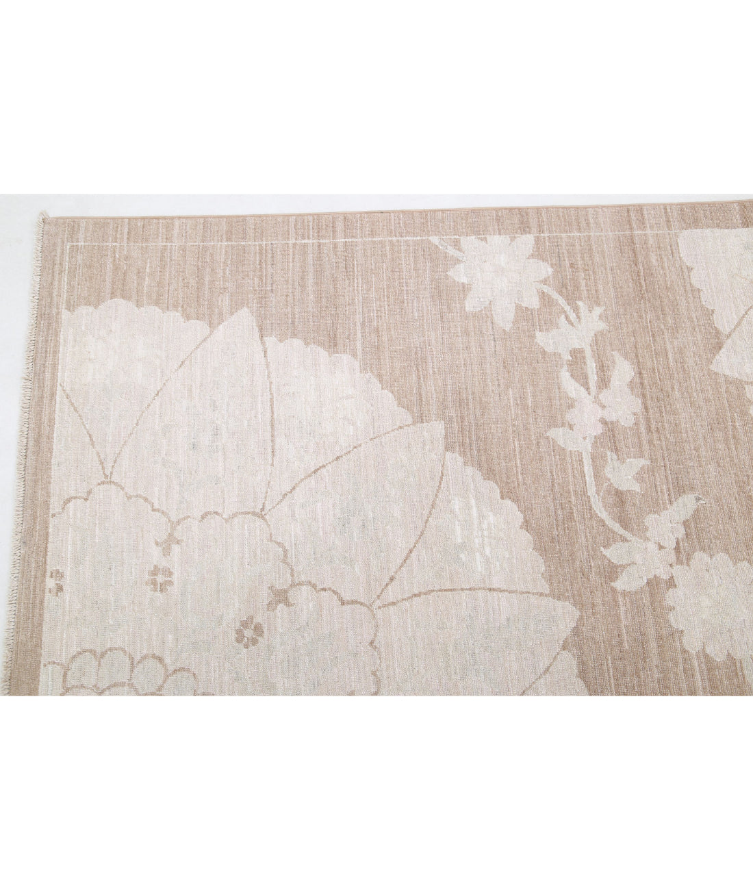 Hand Knotted Fine Serenity Wool Rug - 9'0'' x 11'11'' 9'0'' x 11'11'' (270 X 358) / Brown / Ivory