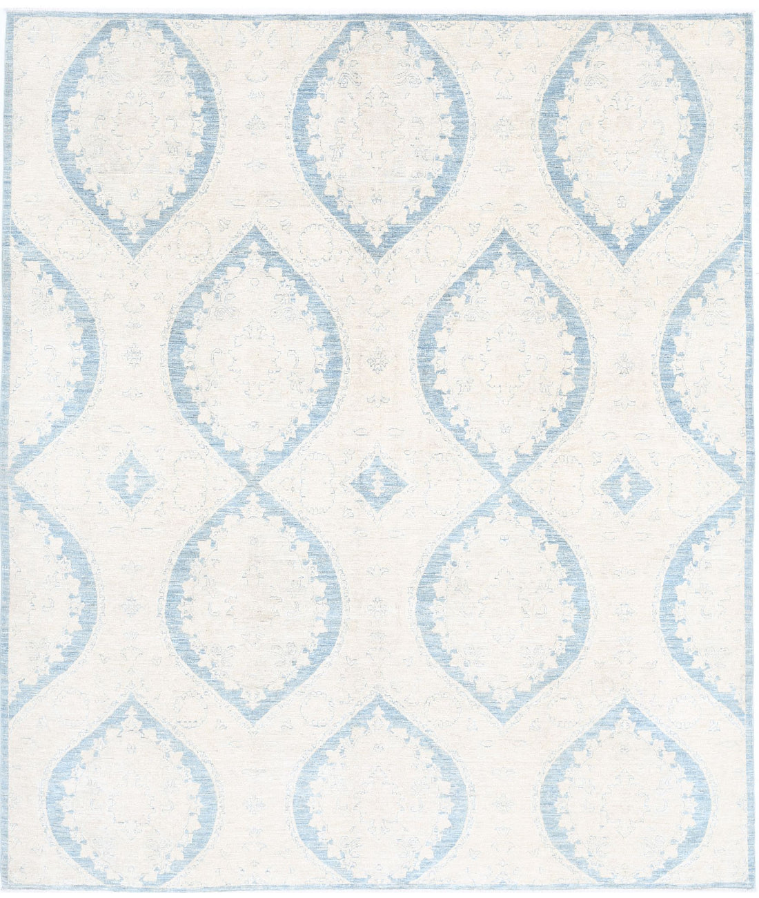 Hand Knotted Serenity Artemix Wool Rug - 8'0'' x 9'2'' 8'0'' x 9'2'' (240 X 275) / Blue / Ivory