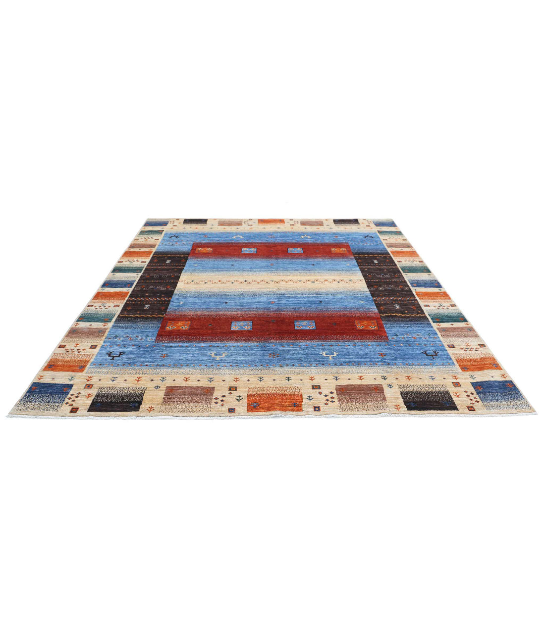 Hand Knotted Gabbeh Wool Rug - 8'2'' x 9'6'' 8'2'' x 9'6'' (245 X 285) / Multi / Multi