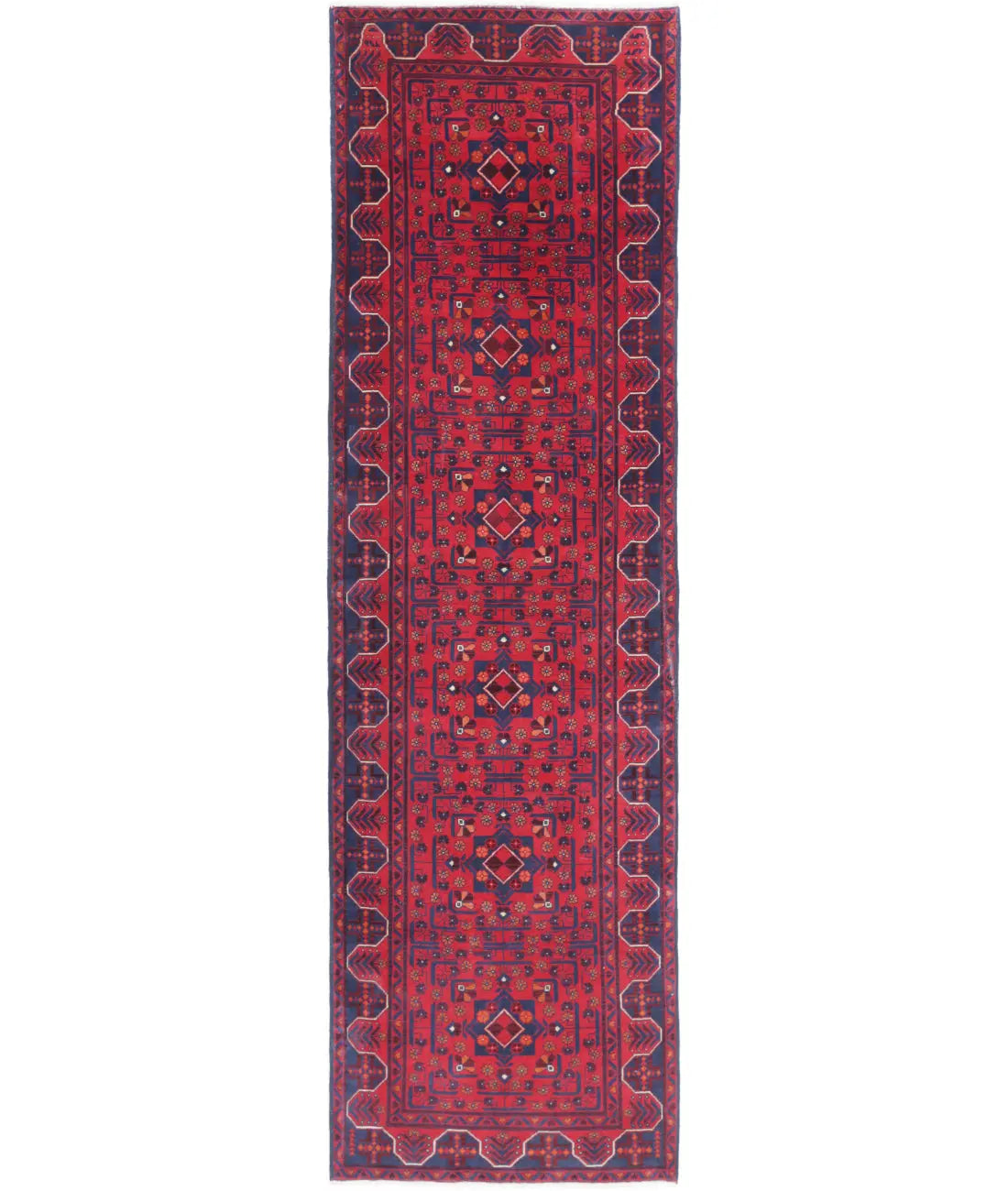 Hand Knotted Afghan Khamyab Wool Rug - 2'8'' x 9'6''