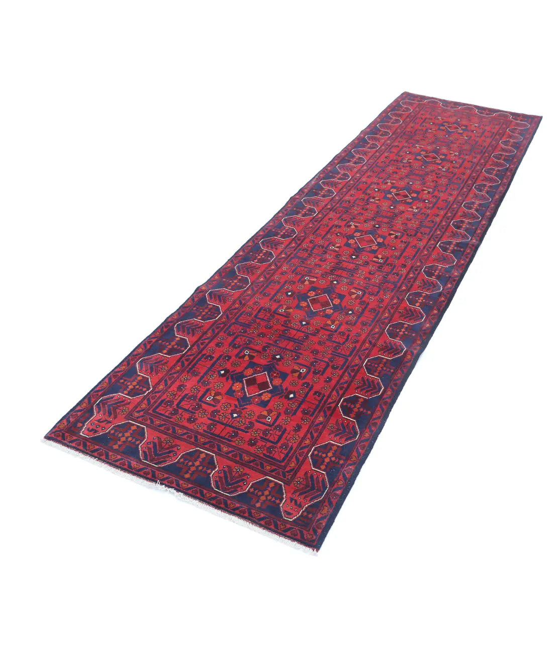 Hand Knotted Afghan Khamyab Wool Rug - 2'8'' x 9'6''