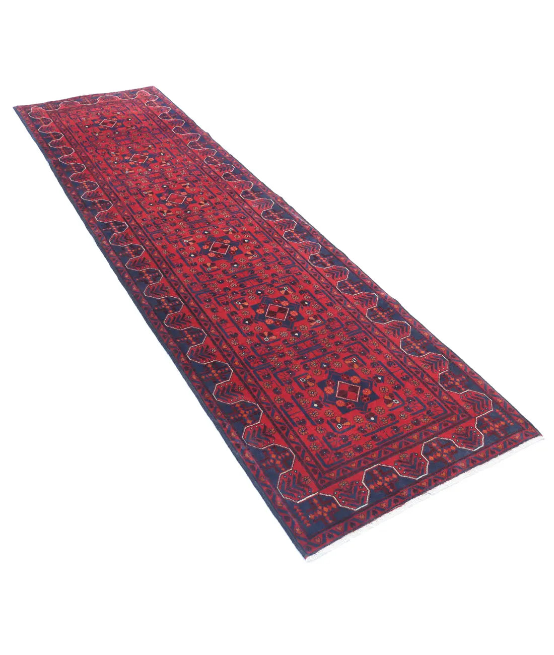 Hand Knotted Afghan Khamyab Wool Rug - 2'8'' x 9'6''