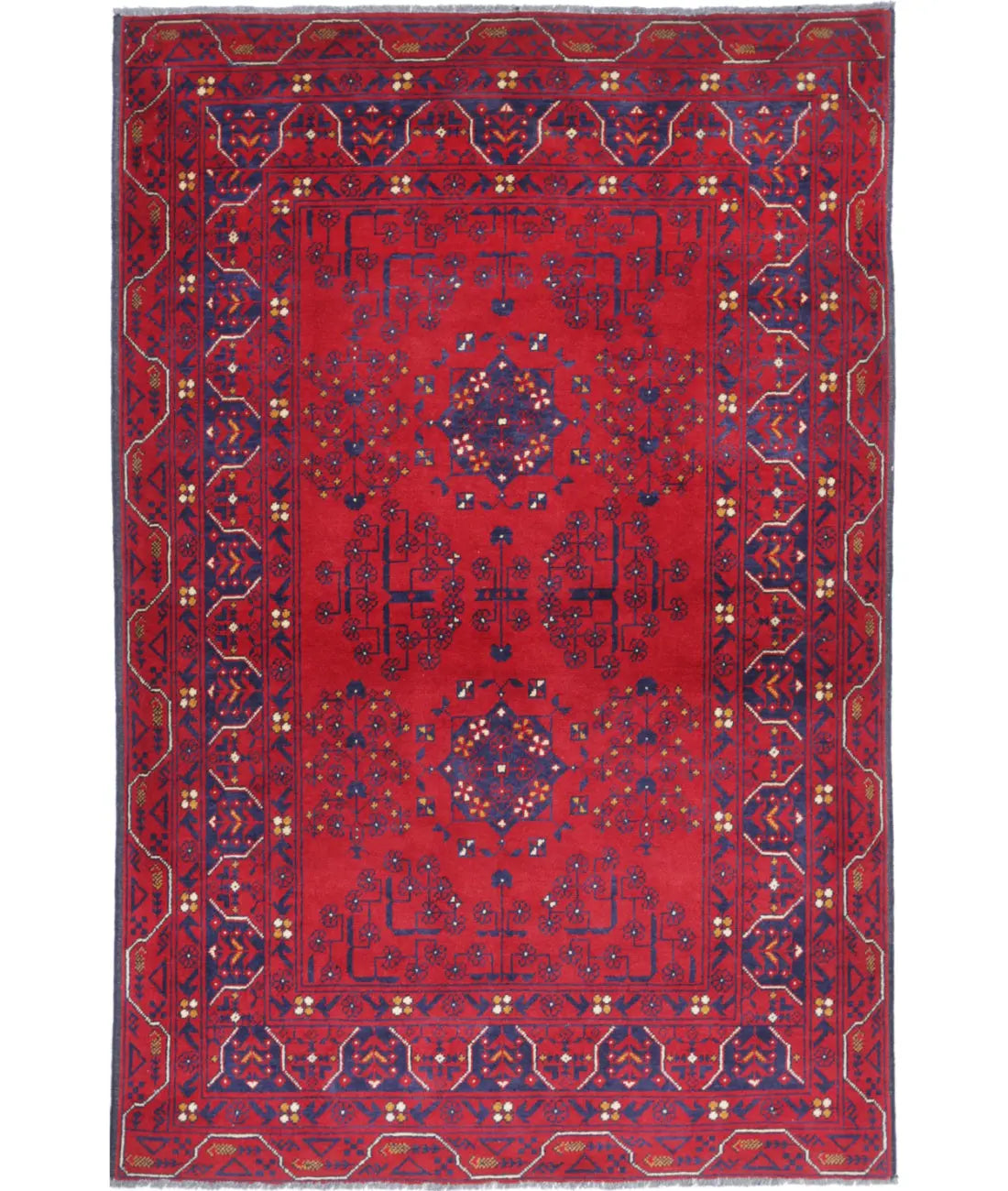 Hand Knotted Afghan Khamyab Wool Rug - 3'0'' x 4'7''