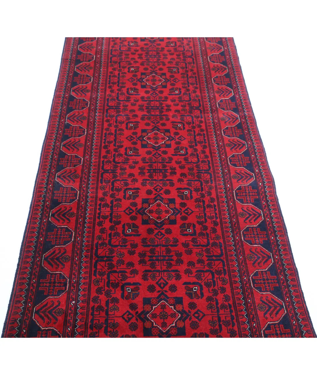 Hand Knotted Afghan Khamyab Wool Rug - 3'0'' x 9'10''