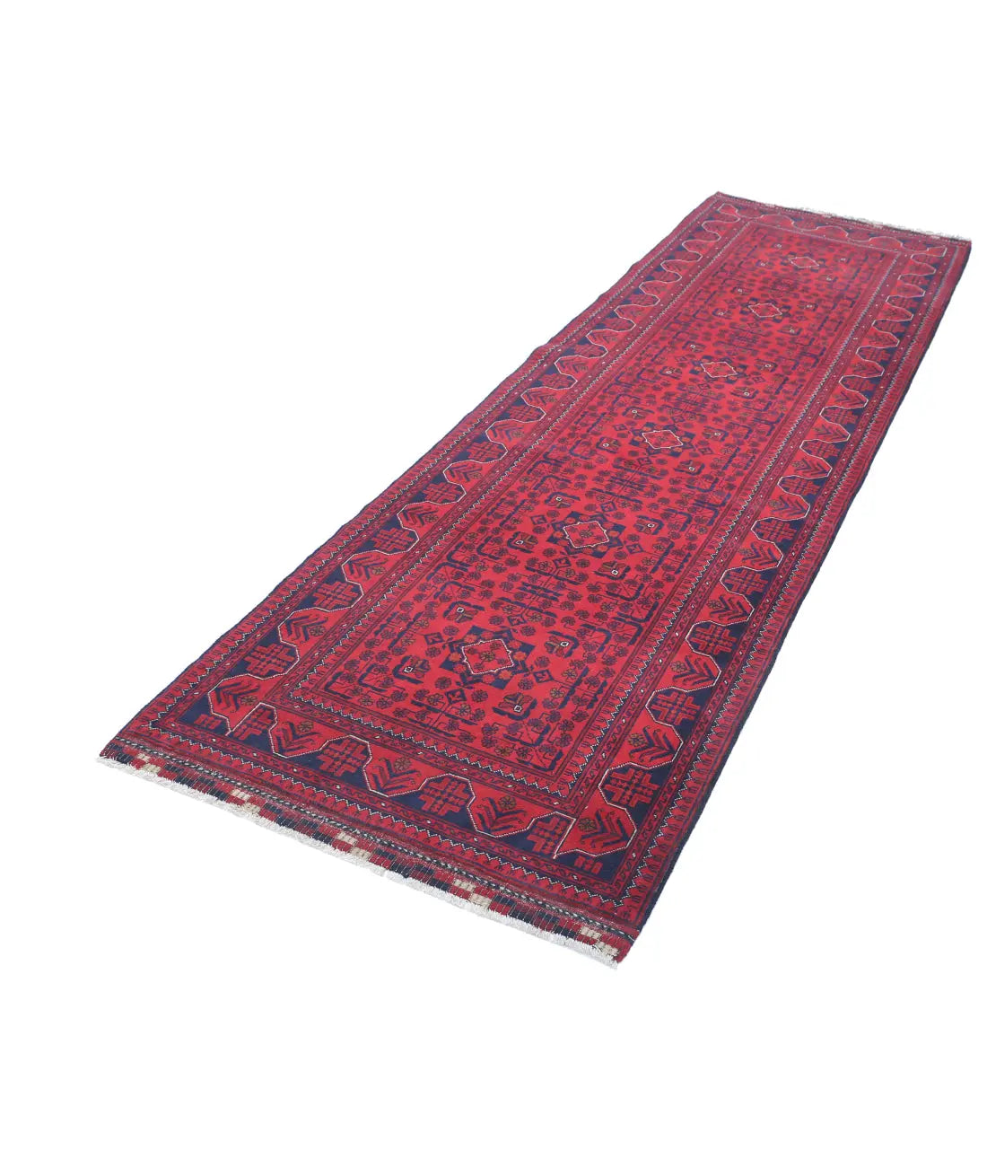 Hand Knotted Afghan Khamyab Wool Rug - 3'0'' x 9'10''