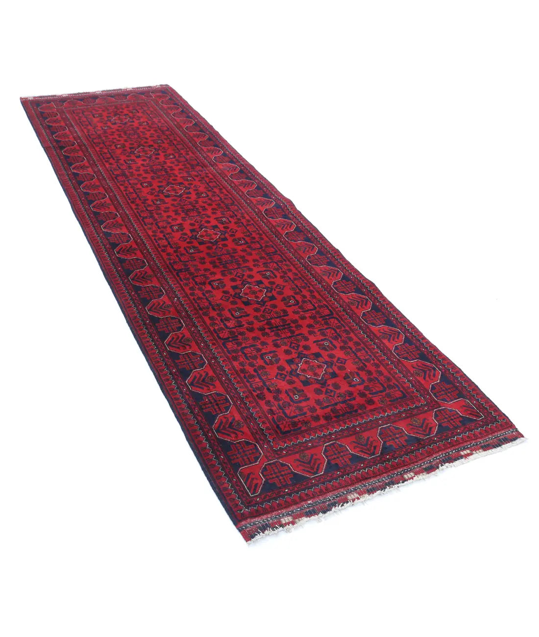 Hand Knotted Afghan Khamyab Wool Rug - 3'0'' x 9'10''