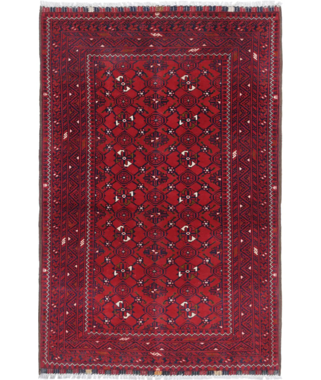 Hand Knotted Afghan Khamyab Wool Rug - 3'1'' x 4'9''