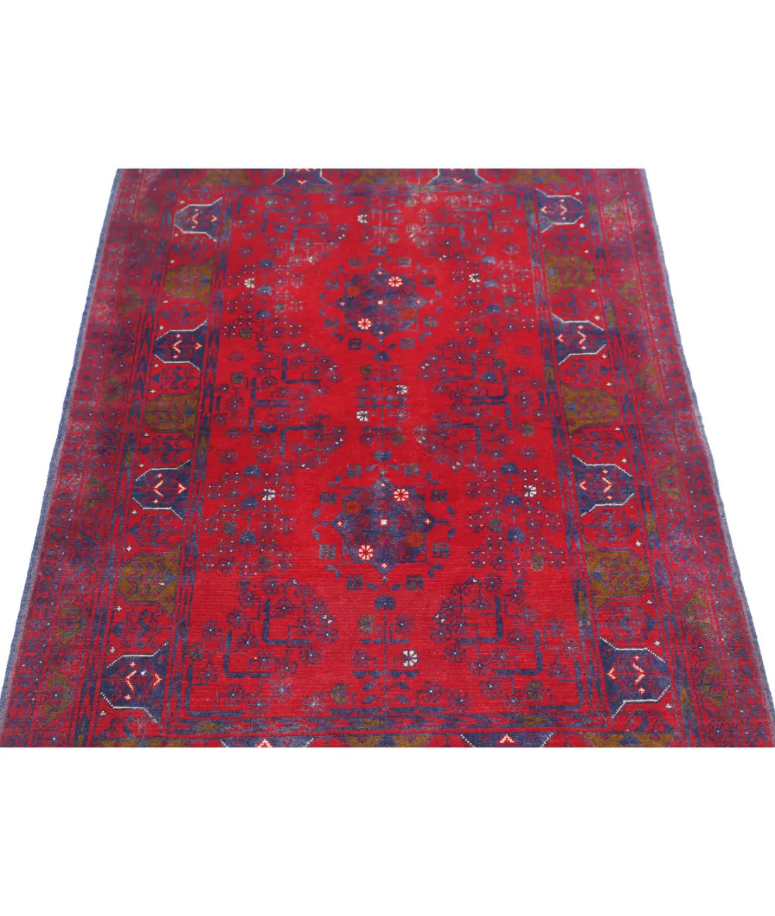 Hand Knotted Afghan Khamyab Wool Rug - 3'3'' x 4'11''